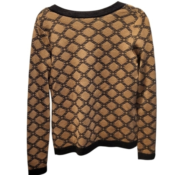 Pendleton Tan & Black Cardigan Ladies Merino Wool Sweater Size Petite Small - Picture 2 of 7